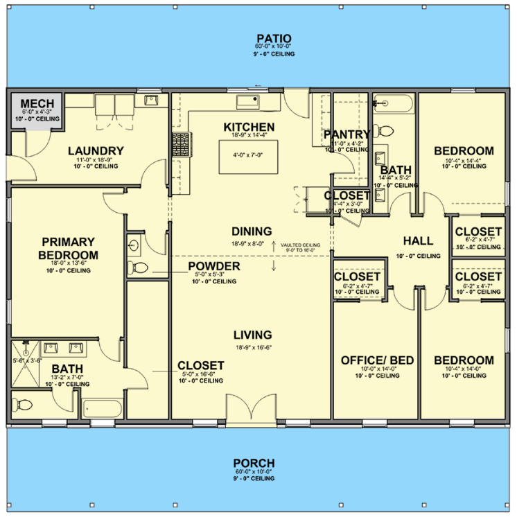 Floor plan drawing for Plan 380027ASH — 3 bedroom, 2.5 bathroom, 2,400 square feet